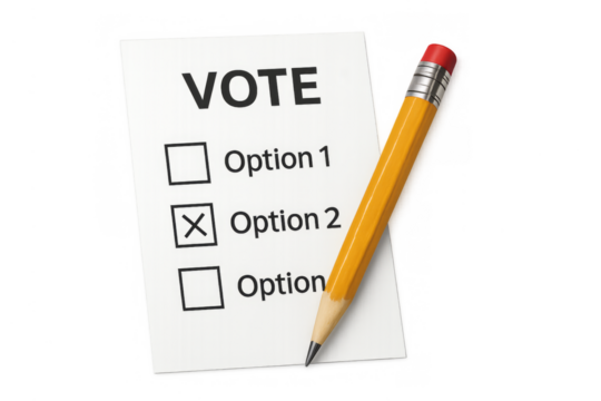 Voting ballot showing marked option with pencil