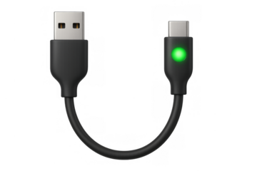 Usb-a to usb-c cable charging with green light