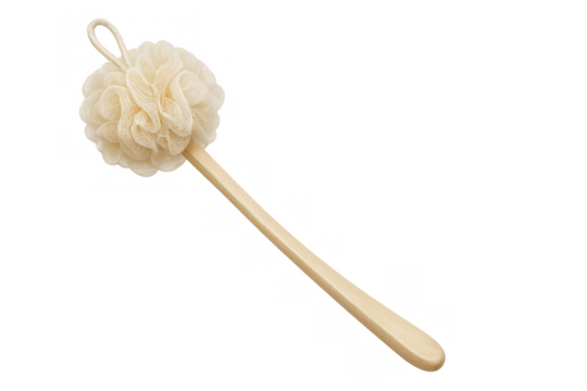 Long handled bath sponge for back scrubbing