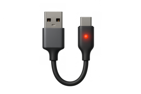 Usb cable with type c connector and red charging light