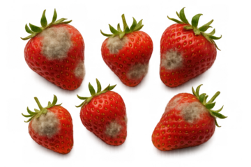 Moldy strawberries showing decay and food waste concept