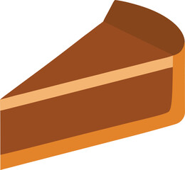 Brown Crust White Chocolate Cheesecake Slice Flat Vector