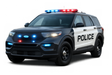 Police patrol suv vehicle with emergency lights flashing