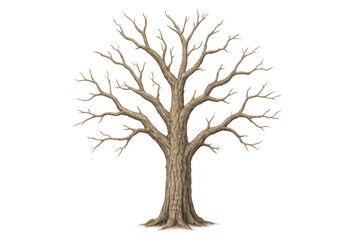 Obraz premium Bare tree with trunk, branches on transparent background