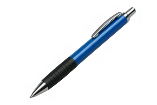 Blue ballpoint pen writing instrument on transparent background - Powered by Adobe