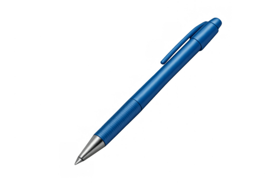 Blue ballpoint pen for writing and office stationery