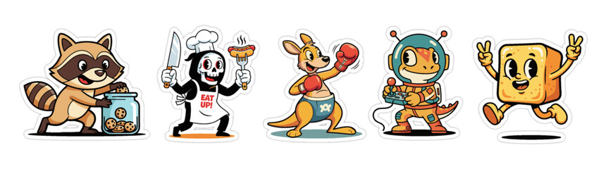 Obraz premium Collection of Diverse Cartoon Characters with Unique Personaliti