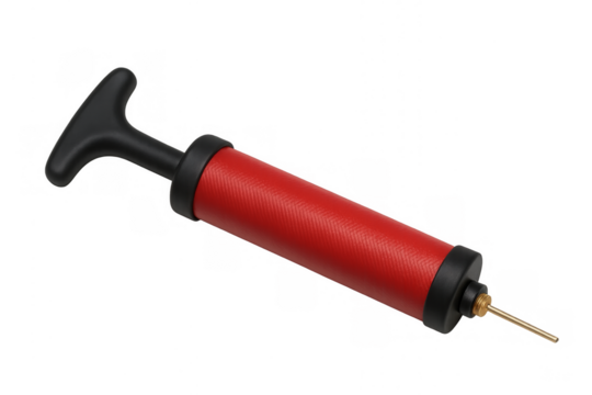 Red ball pump for inflating sports equipment