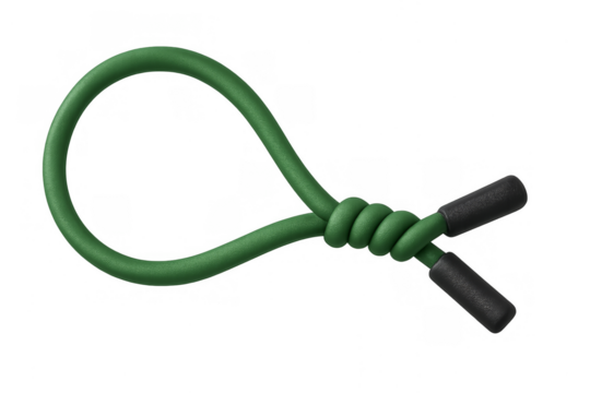 Reusable green rubber cable tie knotting and securing