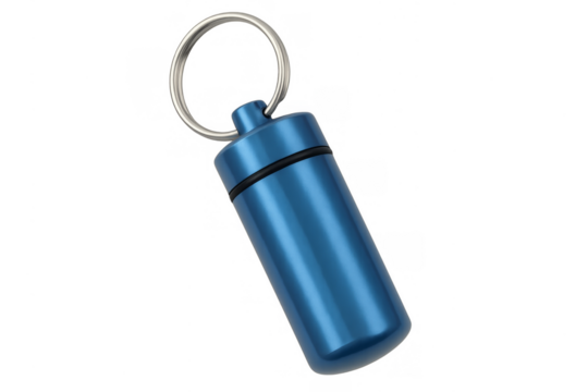Blue waterproof pill box keychain for travel
