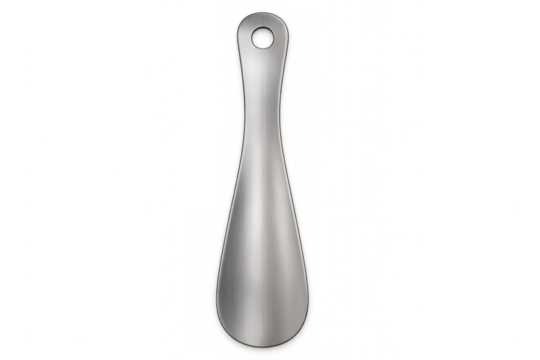 Steel shoe horn helping put on footwear easily