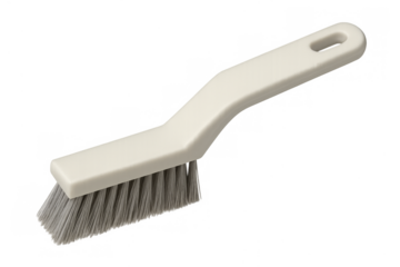 White plastic scrubbing brush for household cleaning chores