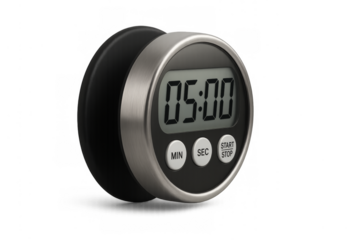 Digital kitchen cooking timer showing 5 minutes