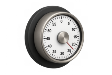 Kitchen timer counting down cooking time on transparent background