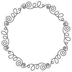 Hand drawn black frame in doodle style on white background in linear style