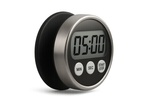Digital kitchen cooking timer showing 5 minutes