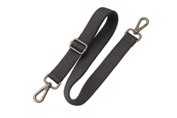 Black adjustable bag strap with metal clasps