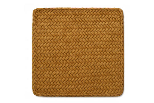 Woven straw placemat or coaster with braiding