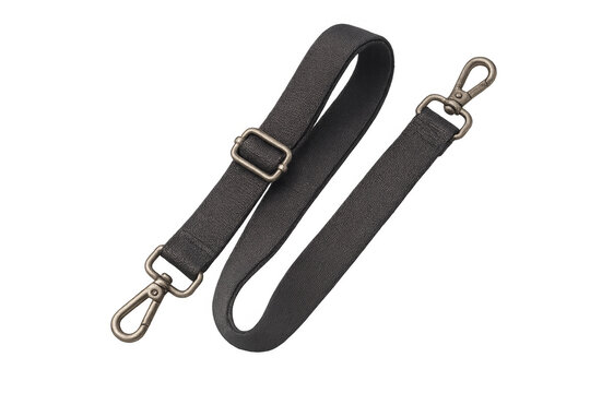 Black adjustable bag strap with metal clasps