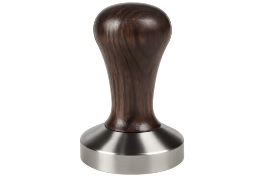 Coffee tamper with wooden handle for espresso preparation