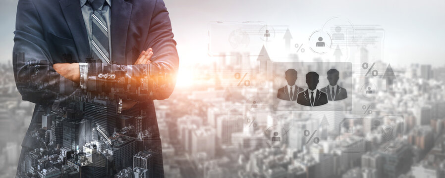 Concept of human resources metrics and workforce analytics. The data shows employee team performance, professional development, and overall business growth and success. Fermion