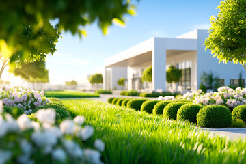 Obraz premium Industrial factory complex beside farmland rural economy production zone