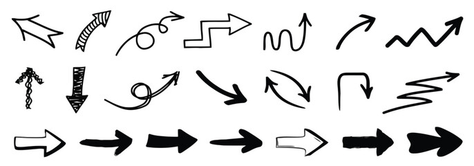design, swirl, white, bold, styles, arrow, category:, description:, symbol, isolated, hand, pointing, curved, drawn, element, marker, right, black., swirled, various, graphic, they