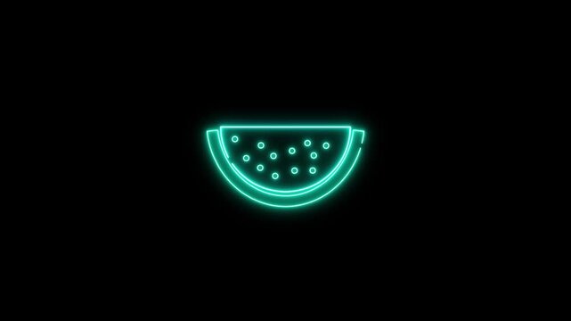 Watermelon neon icon.Summer neon sign with watermelon. Neon sign, bright signboard, light background