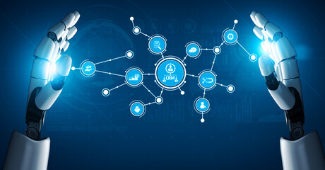 Robotic hands interact with a digital network, symbolizing advancements in technology and artificial intelligence, showcasing the future of automated communication and innovation. Tessel
