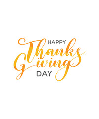 Typography happy thanksgiving logo, Hand lettering, Thanksgiving Day logo text, sticker, label for celebrate fall season