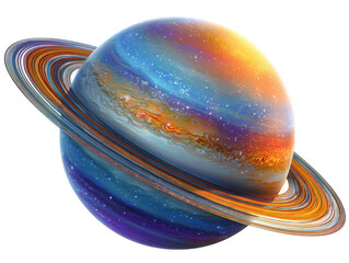 Digital illustration of saturn in space cosmic elements virtual art stellar environment colorful viewpoint