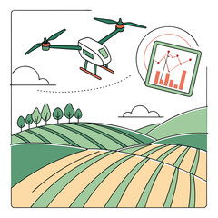 Drone surveying agricultural fields with data analysis