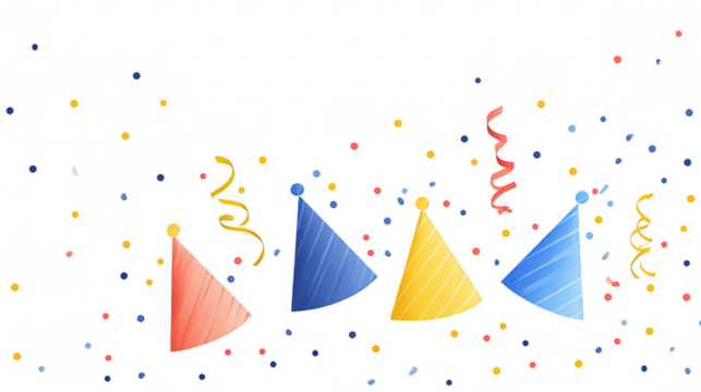 Celebration party with hats and streamers minimalist fun event joyful environment creative perspective