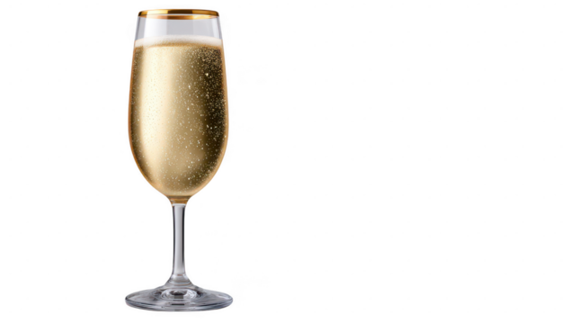Celebratory champagne flute with golden bubbles isolated drinks elegant setting close-up view for festive moments - Powered by Adobe