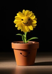 A vibrant, happy potted bloom treated like a treasured companion, reflecting dedicated nurturing and the joy of simple, green friendships, gardening, concept, symbolic