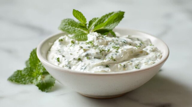 cottage cheese with mint, cottage cheese with chives, tzatziki sauce, greek sauce, healthy food, sauce
