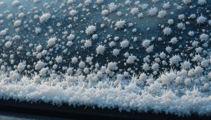 Frosted glass displays beautiful frozen polka pattern creating winter wonderland effect