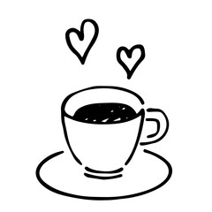 シンプルなコーヒーカップの線画イラスト