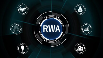 RWA Risk Weighted Asset concept. Interface technology, the future of user experience, journey and technology concept, digital screen interface 4K animated. isolated on black background. - Powered by Adobe