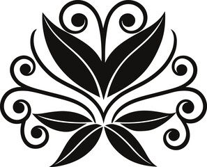 Minimalist Flourish Ornament With Flowing Curved Lines line art one line art