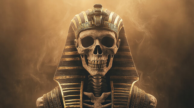 Ancient Egyptian pharaoh skull illustration