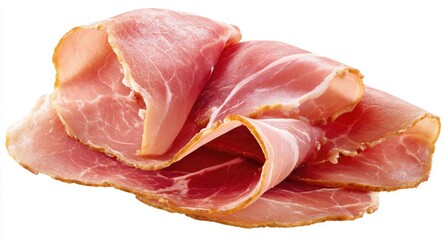 Thin pink slices of cured meat, layered elegantly