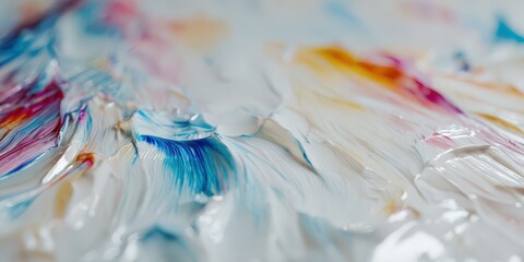 Vibrant colors blend in abstract expressionist art