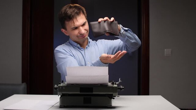 worried professional contemplates overdue payments with scattered coins and unpaid bills on desk