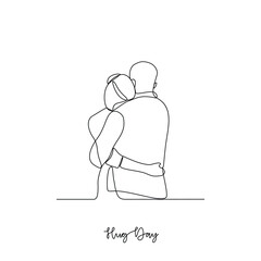One continuous line drawing of a Hug Day celebration vector illustration. Social activity design concept in simple linear style vector. Great design for for social campaign and education purpose.
