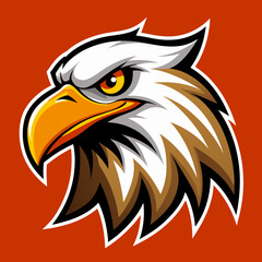 Fierce bald eagle head logo with orange background