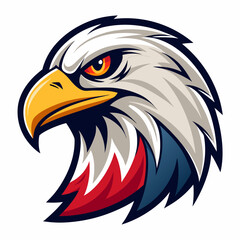 Fierce eagle head emblem with red white and blue accents