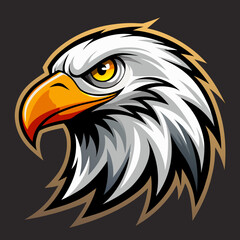 Aggressive eagle head mascot with fierce eyes and sharp beak