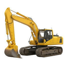 Yellow Excavator Machine on Black Background