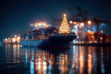Christmas lit ship for New Year